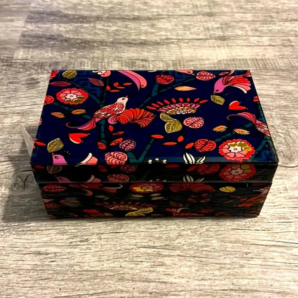 Trina Turk Jewelry Box Decorative Blue Birds Flower Tinkerbox